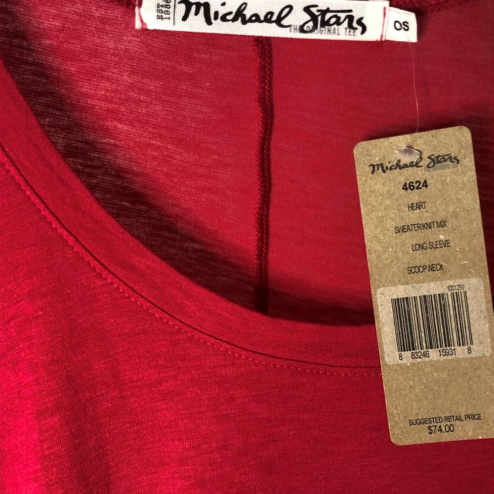 NWT! Michael Stars Original Tee in Cranberry - Picture 3 of 4
